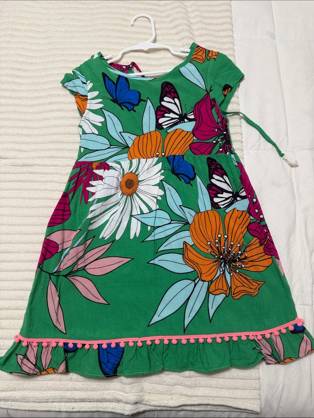 Girls' Green Floral Butterfly Dress - Bright Garden Print
